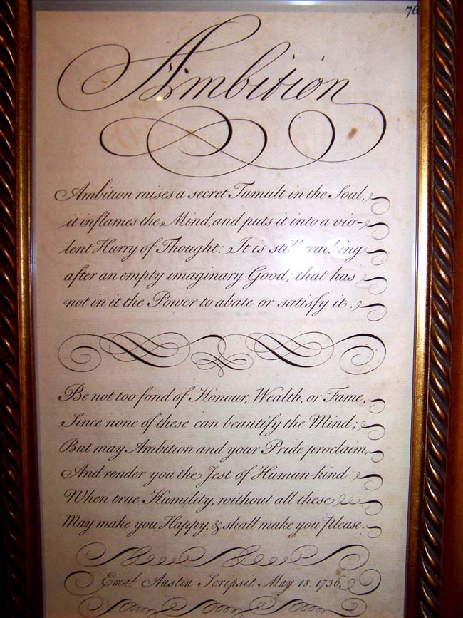 An 18th century engraving entitled "Ambition" dated May 18, 1736